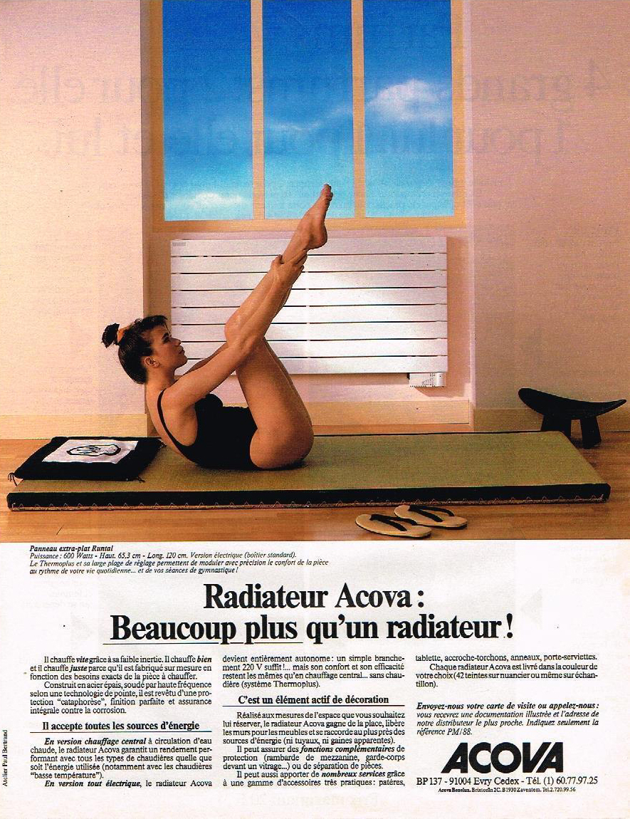 Publicité "Acova bien plus qu'un radiateur" paru dans la presse en 1988