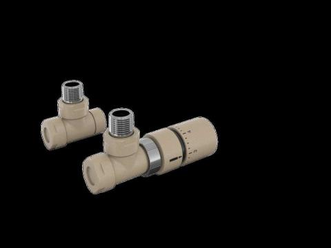 Robinetterie thermostatisable équerre 1/2'', tête manuelle - Kit B couleur | 991369-841279_Robinetterie équerre-Tête TH_Kit B_Beige Quartz_0523_Vue gauche.jpg
