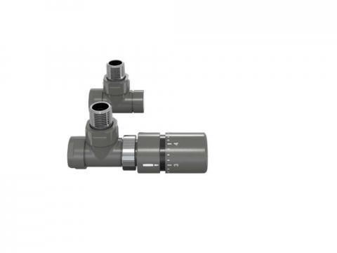 Robinetterie thermostatisable équerre 1/2'', tête manuelle - Kit B couleur | 991369_Robinetterie équerre-Tête TH_Kit B_Anthracite_0346_Vue face.jpg