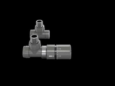 Robinetterie thermostatisable équerre 1/2'', tête manuelle - Kit B couleur | 991369_Robinetterie équerre-Tête TH_Kit B_Anthracite_0346_Vue face.jpg