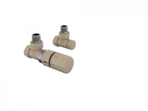 Robinetterie thermostatisable équerre 1/2'', tête manuelle - Kit B couleur | 991369_Robinetterie équerre-Tête TH_Kit B_Beige Quartz_0523_Vue droite.jpg