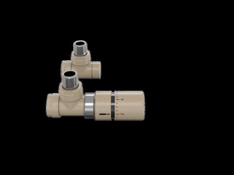 Robinetterie thermostatisable équerre 1/2'', tête manuelle - Kit B couleur | 991369_Robinetterie équerre-Tête TH_Kit B_Beige Quartz_0523_Vue face.jpg