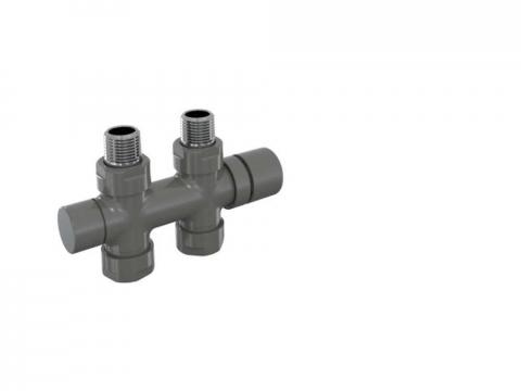 Robinetterie thermostatisable H droit réversible 1/2'', tête man. - Kit O coul | 991589_Robinetterie en H droit_Kit O_Anthracite_0346_Vue gauche.jpg