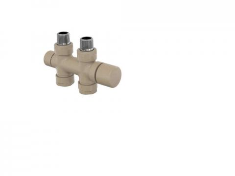 Robinetterie thermostatisable H droit réversible 1/2'', tête man. - Kit O coul | 991589_Robinetterie en H droit_Kit O_Beige Quartz_0523_Vue droite.jpg