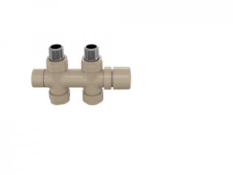 Robinetterie thermostatisable H droit réversible 1/2'', tête man. - Kit O coul | 991589_Robinetterie en H droit_Kit O_Beige Quartz_0523_Vue face.jpg