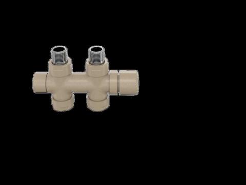 Robinetterie thermostatisable H droit réversible 1/2'', tête man. - Kit O coul | 991589_Robinetterie en H droit_Kit O_Beige Quartz_0523_Vue face.jpg