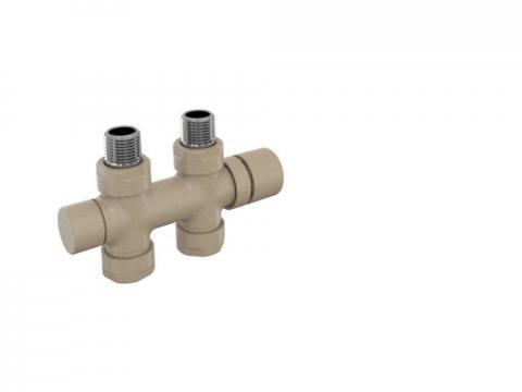 Robinetterie thermostatisable H droit réversible 1/2'', tête man. - Kit O coul | 991589_Robinetterie en H droit_Kit O_Beige Quartz_0523_Vue gauche.jpg