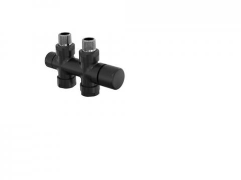 Robinetterie thermostatisable H droit réversible 1/2'', tête man. - Kit O coul | 991589_Robinetterie en H droit_Kit O_Black Matt_0557_Vue droite.jpg