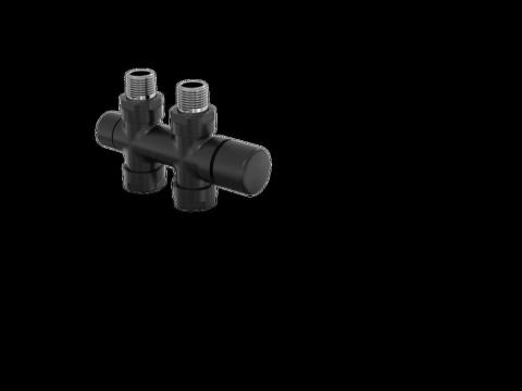 Robinetterie thermostatisable H droit réversible 1/2'', tête man. - Kit O coul | 991589_Robinetterie en H droit_Kit O_Black Matt_0557_Vue droite.jpg
