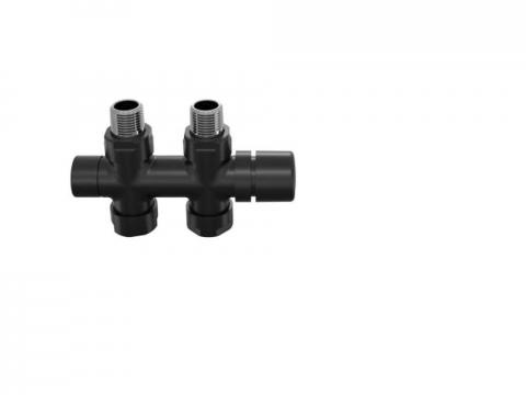 Robinetterie thermostatisable H droit réversible 1/2'', tête man. - Kit O coul | 991589_Robinetterie en H droit_Kit O_Black Matt_0557_Vue face.jpg