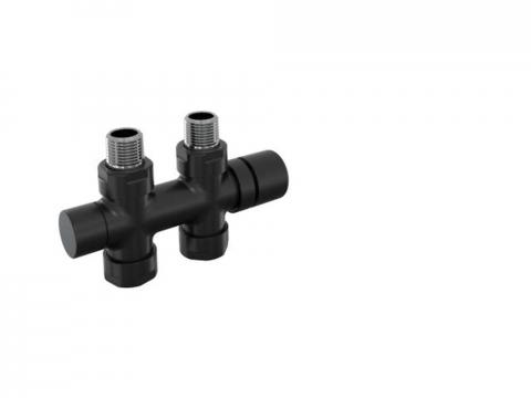 Robinetterie thermostatisable H droit réversible 1/2'', tête man. - Kit O coul | 991589_Robinetterie en H droit_Kit O_Black Matt_0557_Vue gauche.jpg