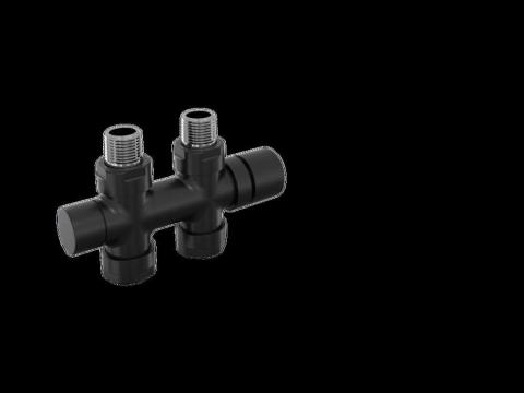 Robinetterie thermostatisable H droit réversible 1/2'', tête man. - Kit O coul | 991589_Robinetterie en H droit_Kit O_Black Matt_0557_Vue gauche.jpg