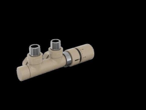 Tête thermostatique TH Couleur | 991599-841279_Robinetterie en H équerre-Tête TH_Tête à droite_Kit P_Beige Quartz_0523_Vue gauche.jpg