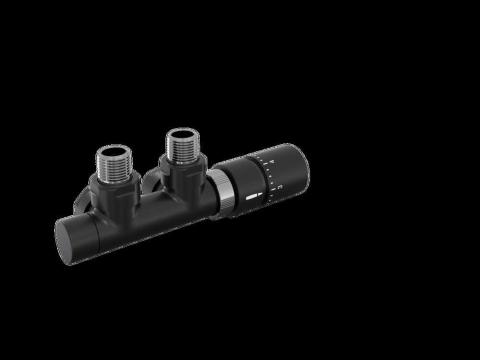 Tête thermostatique TH Couleur | 991599-841279_Robinetterie en H équerre-Tête TH_Tête à droite_Kit P_Black Matt_0557_Vue gauche.jpg