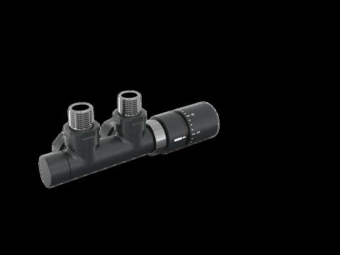 Tête thermostatique TH Couleur | 991599-841279_Robinetterie en H équerre-Tête TH_Tête à droite_Kit P_Black Quartz_0550_Vue gauche.jpg