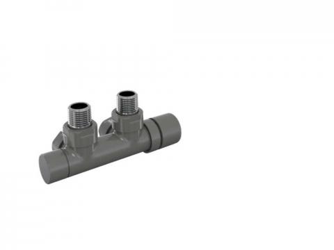 Robinetterie thermostatisable H coudé 1/2'', tête man. droite - Kit P couleur | 991599_Robinetterie en H équerre_Tête à droite_Kit P_Anthracite_0346_Vue gauche.jpg