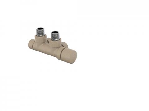 Robinetterie thermostatisable H coudé 1/2'', tête man. droite - Kit P couleur | 991599_Robinetterie en H équerre_Tête à droite_Kit P_Beige Quartz_0523_Vue droite.jpg