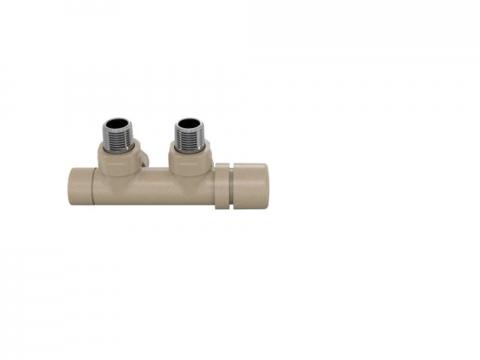Robinetterie thermostatisable H coudé 1/2'', tête man. droite - Kit P couleur | 991599_Robinetterie en H équerre_Tête à droite_Kit P_Beige Quartz_0523_Vue face.jpg