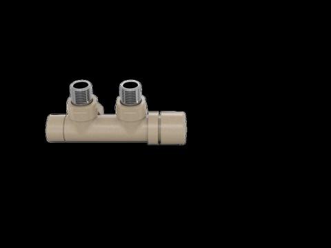 Robinetterie thermostatisable H coudé 1/2'', tête man. droite - Kit P couleur | 991599_Robinetterie en H équerre_Tête à droite_Kit P_Beige Quartz_0523_Vue face.jpg