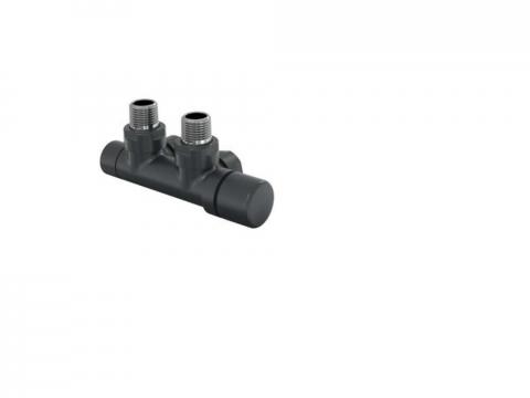 Robinetterie thermostatisable H coudé 1/2'', tête man. droite - Kit P couleur | 991599_Robinetterie en H équerre_Tête à droite_Kit P_Black Quartz_0550_Vue droite.jpg
