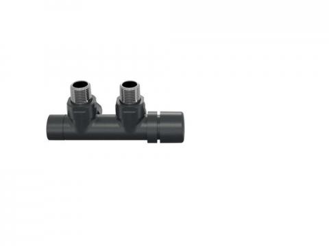 Robinetterie thermostatisable H coudé 1/2'', tête man. droite - Kit P couleur | 991599_Robinetterie en H équerre_Tête à droite_Kit P_Black Quartz_0550_Vue face.jpg