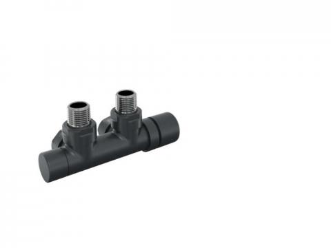 Robinetterie thermostatisable H coudé 1/2'', tête man. droite - Kit P couleur | 991599_Robinetterie en H équerre_Tête à droite_Kit P_Black Quartz_0550_Vue gauche.jpg