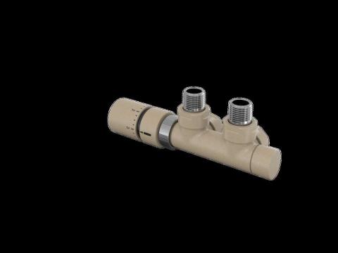 Tête thermostatique TH Couleur | 991609-841279_Robinetterie en H équerre-Tête TH_Tête à gauche_Kit Q_Beige Quartz_0523_Vue droite.jpg