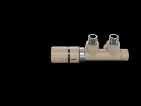 Tête thermostatique TH Couleur | 991609-841279_Robinetterie en H équerre-Tête TH_Tête à gauche_Kit Q_Beige Quartz_0523_Vue face.jpg