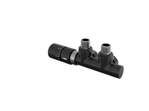 Robinetterie thermostatisable H coudé 1/2'', tête man. gauche - Kit Q couleur | 991609-841279_Robinetterie en H équerre-Tête TH_Tête à gauche_Kit Q_Black Matt_0557_Vue droite.jpg