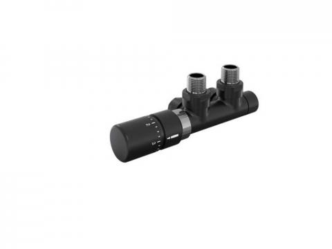 Robinetterie thermostatisable H coudé 1/2'', tête man. gauche - Kit Q couleur | 991609-841279_Robinetterie en H équerre-Tête TH_Tête à gauche_Kit Q_Black Matt_0557_Vue gauche.jpg