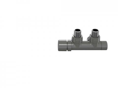 Robinetterie thermostatisable H coudé 1/2'', tête man. gauche - Kit Q couleur | 991609_Robinetterie en H équerre_Tête à gauche_Kit Q_Anthracite_0346_Vue face.jpg