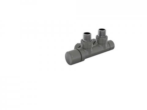 Robinetterie thermostatisable H coudé 1/2'', tête man. gauche - Kit Q couleur | 991609_Robinetterie en H équerre_Tête à gauche_Kit Q_Anthracite_0346_Vue gauche.jpg