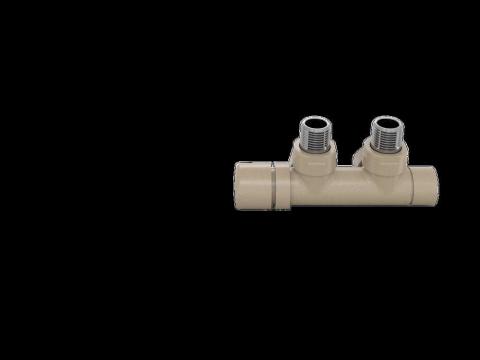 Robinetterie thermostatisable H coudé 1/2'', tête man. gauche - Kit Q couleur | 991609_Robinetterie en H équerre_Tête à gauche_Kit Q_Beige Quartz_0523_Vue face.jpg