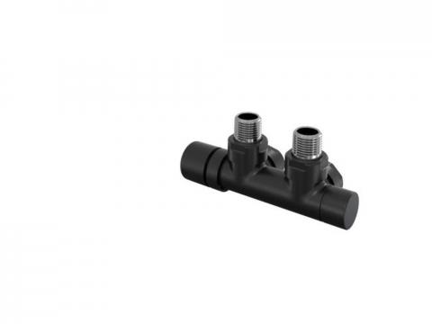 Robinetterie thermostatisable H coudé 1/2'', tête man. gauche - Kit Q couleur | 991609_Robinetterie en H équerre_Tête à gauche_Kit Q_Black Matt_0557_Vue droite.jpg
