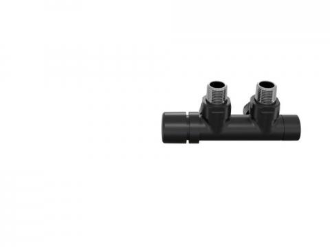 Robinetterie thermostatisable H coudé 1/2'', tête man. gauche - Kit Q couleur | 991609_Robinetterie en H équerre_Tête à gauche_Kit Q_Black Matt_0557_Vue face.jpg