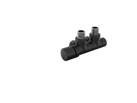 Robinetterie thermostatisable H coudé 1/2'', tête man. gauche - Kit Q couleur | 991609_Robinetterie en H équerre_Tête à gauche_Kit Q_Black Matt_0557_Vue gauche.jpg
