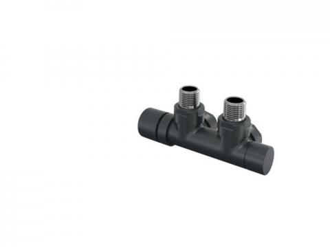 Robinetterie thermostatisable H coudé 1/2'', tête man. gauche - Kit Q couleur | 991609_Robinetterie en H équerre_Tête à gauche_Kit Q_Black Quartz_0550_Vue droite.jpg