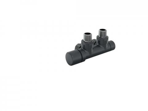 Robinetterie thermostatisable H coudé 1/2'', tête man. gauche - Kit Q couleur | 991609_Robinetterie en H équerre_Tête à gauche_Kit Q_Black Quartz_0550_Vue gauche.jpg