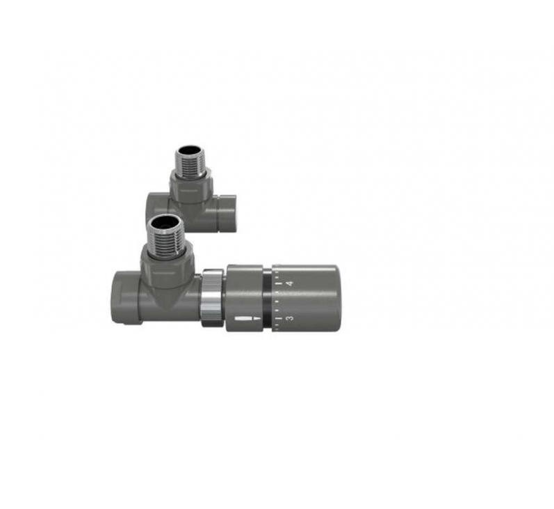 Robinetterie thermostatisable équerre 1/2'', tête manuelle - Kit B couleur | 991369_Robinetterie équerre-Tête TH_Kit B_Anthracite_0346_Vue face.jpg