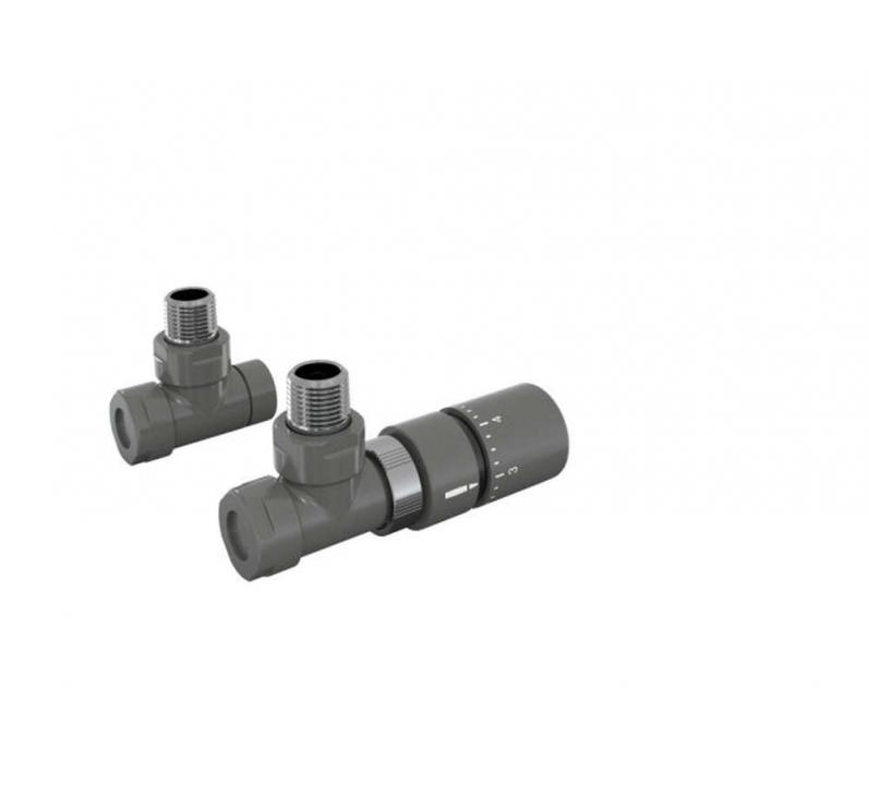 Robinetterie thermostatisable équerre 1/2'', tête manuelle - Kit B couleur | 991369_Robinetterie équerre-Tête TH_Kit B_Anthracite_0346_Vue gauche.jpg