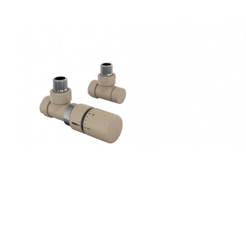 Robinetterie thermostatisable équerre 1/2'', tête manuelle - Kit B couleur | 991369_Robinetterie équerre-Tête TH_Kit B_Beige Quartz_0523_Vue droite.jpg