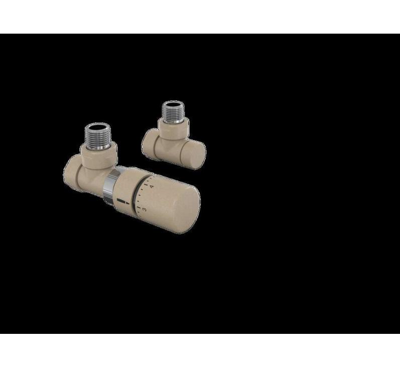 Robinetterie thermostatisable équerre 1/2'', tête manuelle - Kit B couleur | 991369_Robinetterie équerre-Tête TH_Kit B_Beige Quartz_0523_Vue droite.jpg