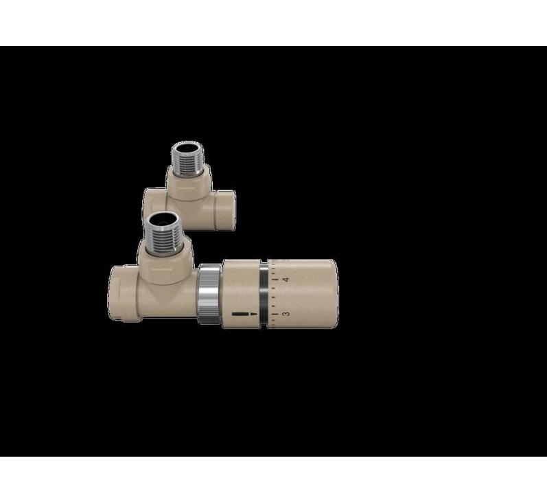 Robinetterie thermostatisable équerre 1/2'', tête manuelle - Kit B couleur | 991369_Robinetterie équerre-Tête TH_Kit B_Beige Quartz_0523_Vue face.jpg