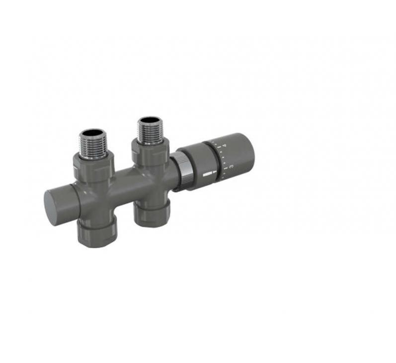 Robinetterie thermostatisable H droit réversible 1/2'', tête man. - Kit O coul | 991589-841279_Robinetterie en H droit-Tête TH_Kit O_Anthracite_0346_Vue gauche.jpg