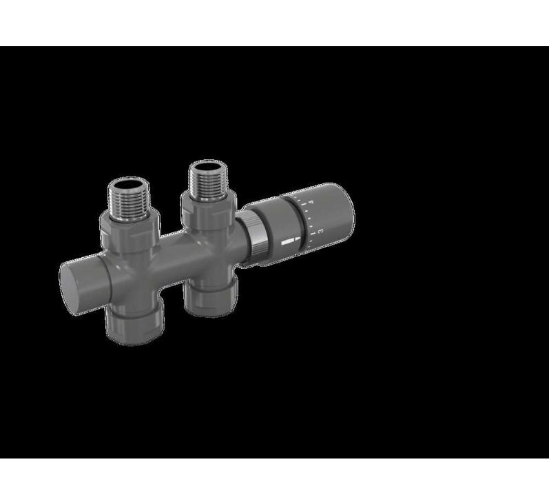 Robinetterie thermostatisable H droit réversible 1/2'', tête man. - Kit O coul | 991589-841279_Robinetterie en H droit-Tête TH_Kit O_Anthracite_0346_Vue gauche.jpg