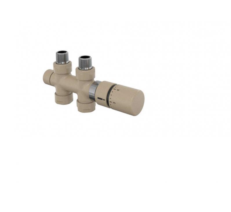 Robinetterie thermostatisable H droit réversible 1/2'', tête man. - Kit O coul | 991589-841279_Robinetterie en H droit-Tête TH_Kit O_Beige Quartz_0523_Vue droite.jpg