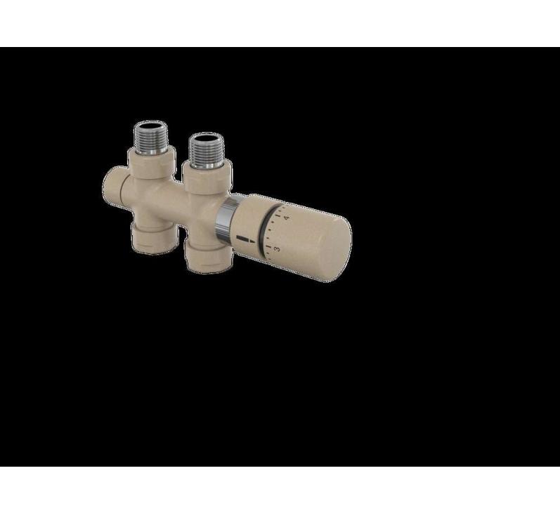 Robinetterie thermostatisable H droit réversible 1/2'', tête man. - Kit O coul | 991589-841279_Robinetterie en H droit-Tête TH_Kit O_Beige Quartz_0523_Vue droite.jpg