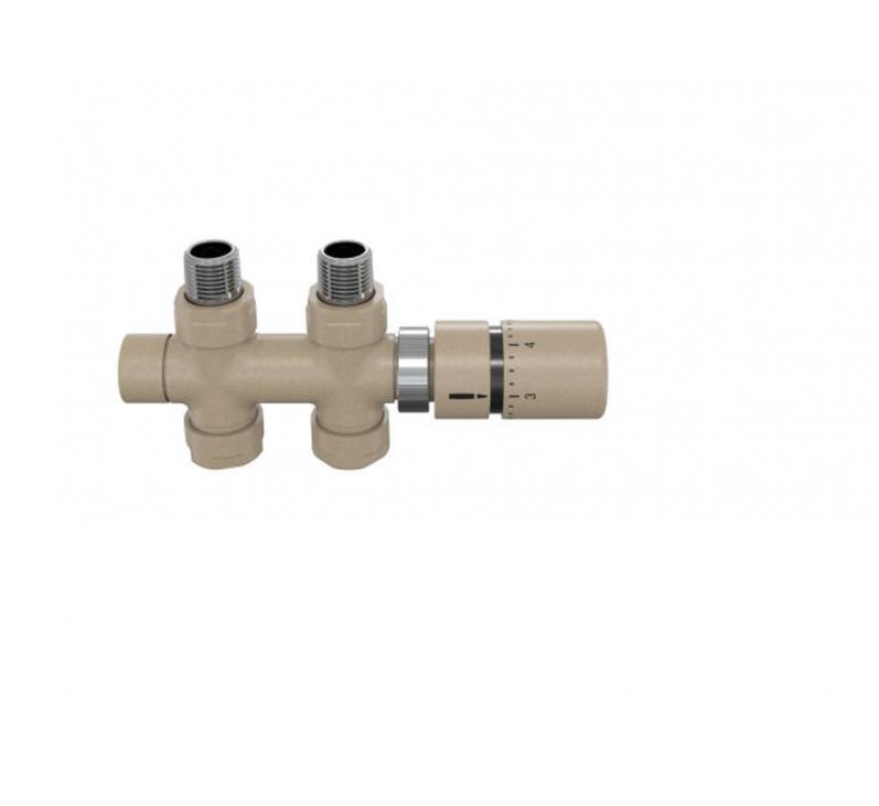 Robinetterie thermostatisable H droit réversible 1/2'', tête man. - Kit O coul | 991589-841279_Robinetterie en H droit-Tête TH_Kit O_Beige Quartz_0523_Vue face.jpg