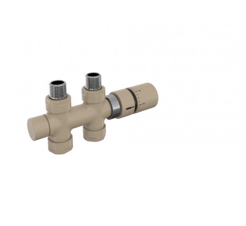 Robinetterie thermostatisable H droit réversible 1/2'', tête man. - Kit O coul | 991589-841279_Robinetterie en H droit-Tête TH_Kit O_Beige Quartz_0523_Vue gauche.jpg