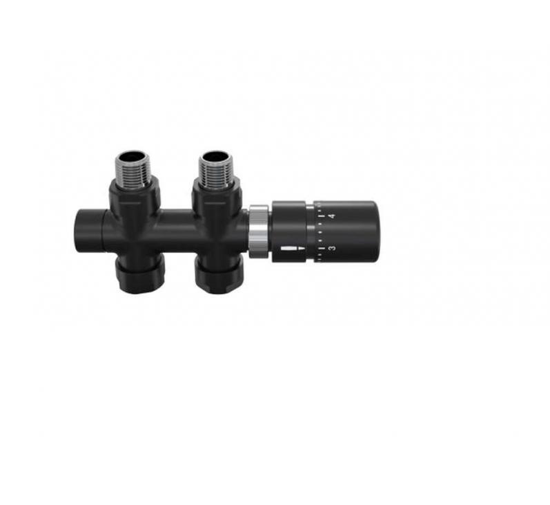 Robinetterie thermostatisable H droit réversible 1/2'', tête man. - Kit O coul | 991589-841279_Robinetterie en H droit-Tête TH_Kit O_Black Matt_0557_Vue face.jpg